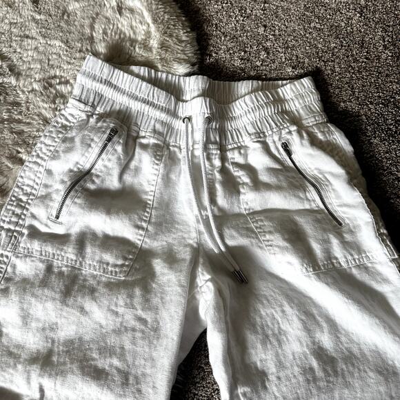 Athleta Cabo Linen White Elastic Waist Pants Size 8 - Picture 2 of 7
